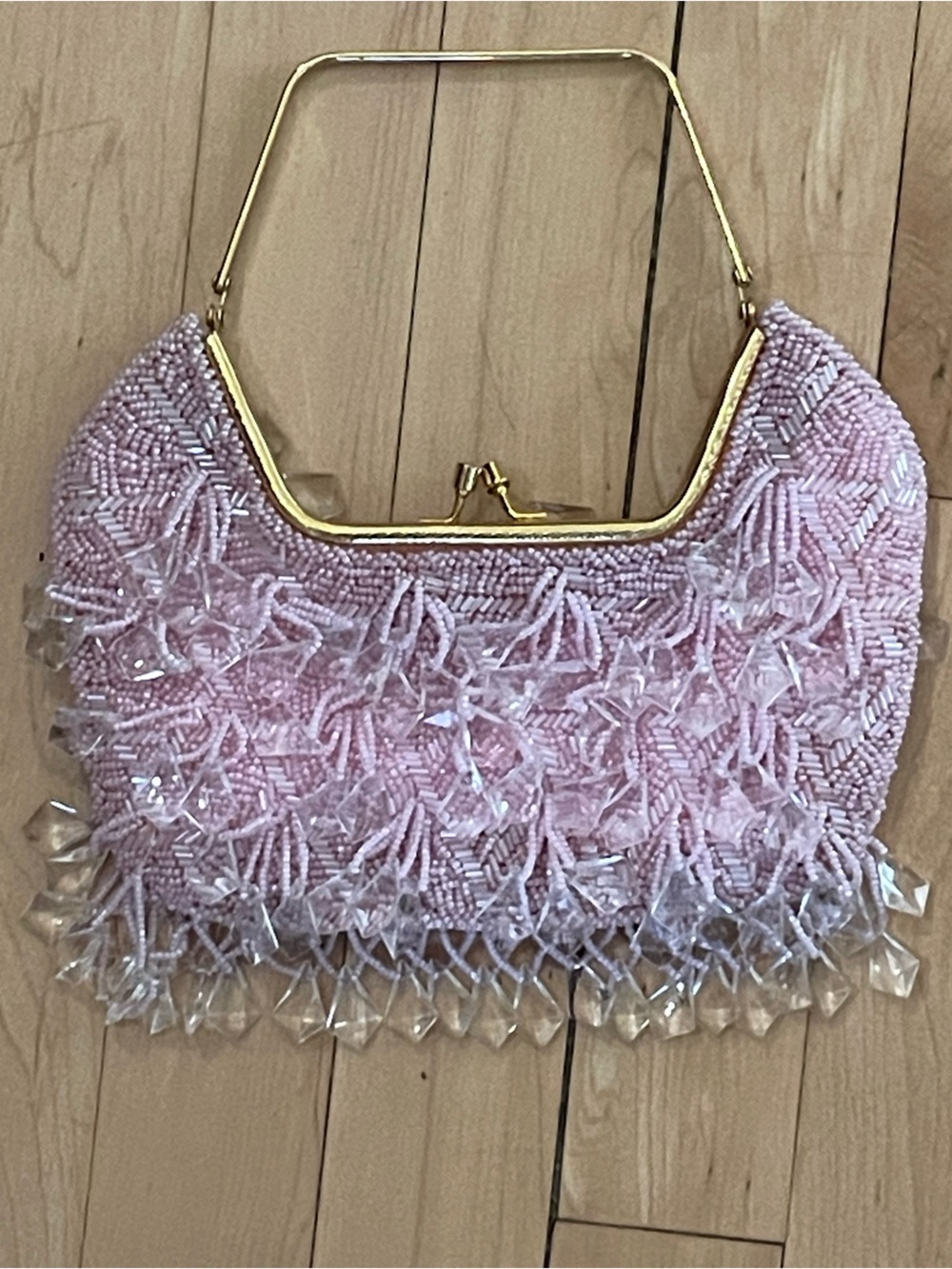 Lily Scott Vintage Pink Crystal Beaded Evening Bag / Clutch